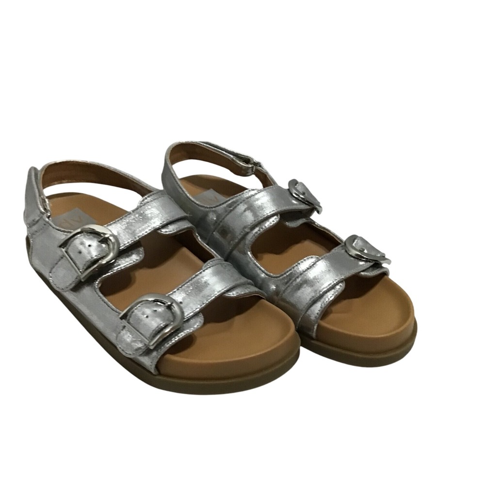 Dolce Vita Alameda Metallic Silver Slide Wedge Sandals Women's Size 9 Bohemian